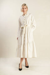 Woven Twill Midi Dress