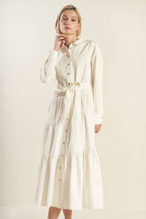Woven Twill Midi Dress