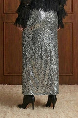Sequin Maxi Column Skirt