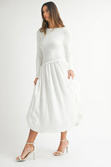 Ribbed Poplin Midi Dress