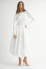 Ribbed Poplin Midi Dress