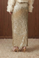Sequin Maxi Column Skirt