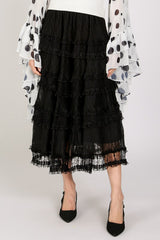 Tiered Mesh Sheer Maxi Skirt
