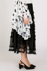 Tiered Mesh Sheer Maxi Skirt