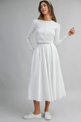 Knit Cardigan And Midi Skirt Set