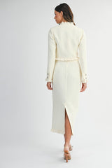 Trim Jacket And Skirt Set