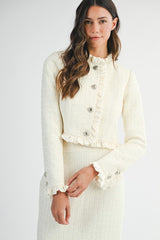 Trim Jacket And Skirt Set