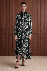 Brushstroke Tie-neck Maxi Dress