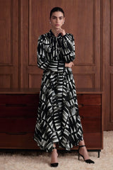Brushstroke Tie-neck Maxi Dress