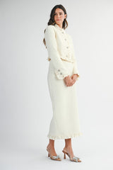 Trim Jacket And Skirt Set