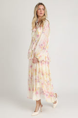 Botanical Chiffon Maxi Dress