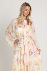 Botanical Chiffon Maxi Dress