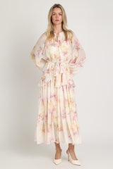 Botanical Chiffon Maxi Dress