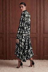 Brushstroke Tie-neck Maxi Dress