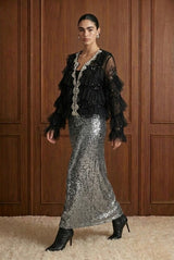 Sequin Maxi Column Skirt
