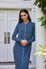 Alexa Dress - Indigo, fabric detail