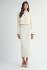 Trim Jacket And Skirt Set
