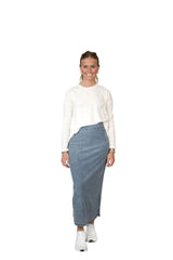 Flex Denim Maxi Skirt - styled