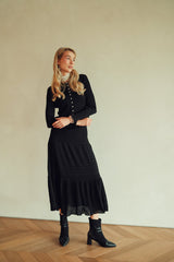 Pointelle Ruffle Skirt - Black
