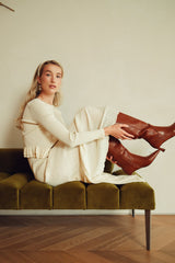 Pointelle Ruffle Skirt - Cream, detail