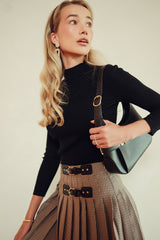 Double Buckle Plaid Skirt - detail