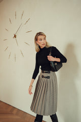 Double Buckle Plaid Skirt - detail