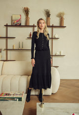 Pointelle Ruffle Skirt - Black