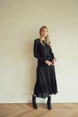 Pointelle Ruffle Skirt - Black, detail