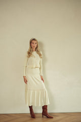 Pointelle Ruffle Skirt - Cream