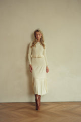 Pointelle Ruffle Skirt - Cream