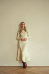 Pointelle Ruffle Skirt - Cream, detail