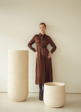 Pintuck Midi Dress - Brown, detail