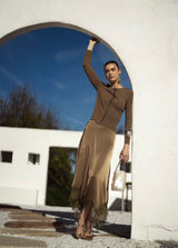 Asymmetric Hem Skirt Olive