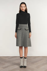 Trent Skirt Black Tweed 25"