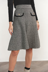 Trent Skirt Black Tweed 25"