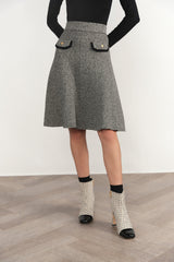 Trent Skirt Black Tweed 25"