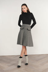 Trent Skirt Black Tweed 25"