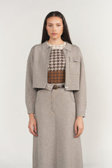 Seine Skirt - Greige Marl, detail (styled outfit shot)