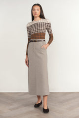 Seine Skirt - Greige Marl (styled outfit shot)