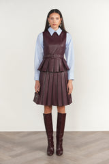 Yarra Skirt - Antique Berry, detail (styled outfit shot)