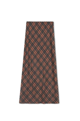 Point Brushed Straight Skirt - Windowpane Plaid