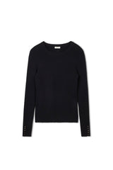 Point Scallop Edge Sweater - Navy