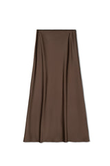 Satin A-Line Slip Skirt - Chocolate