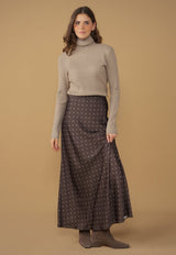 Satin A-Line Slip Skirt Print - styled