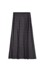 Satin A-Line Slip Skirt Print - Black Foulard