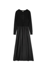 Point Cable Twofer Dress - Black
