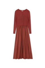 Point Cable Twofer Dress - Dark Rust