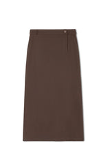 Side Button Skirt, Chocolate