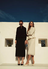 Linen Embroidered Hem Skirt