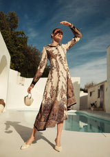 Gathered Button Paisley Dress